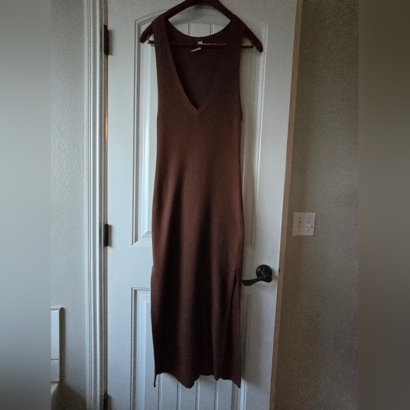 🤎✨ Anthropologie Daily Practice Ribbed V-Neck Sleeveless Sweater Vest Dress XS - Picture 9 of 13